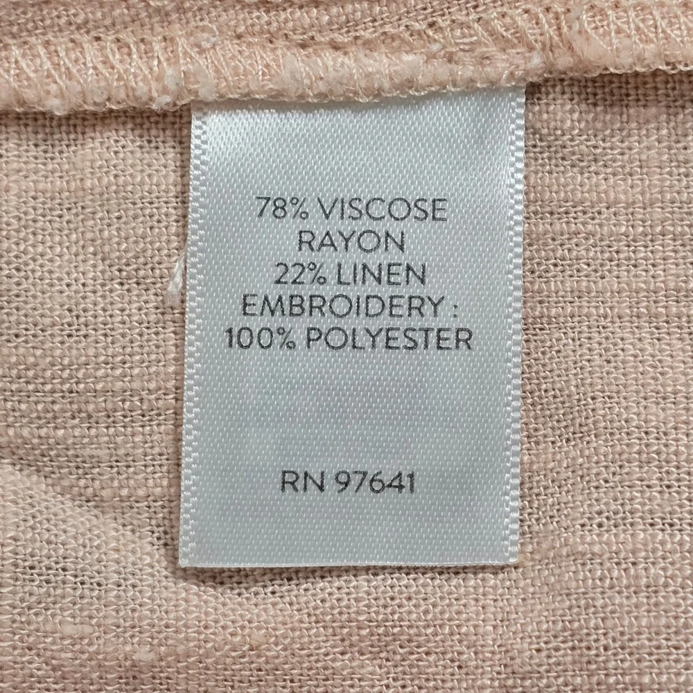 J Jill Womens Top Large Pink Peach Pretty Embroidered Office Boxy